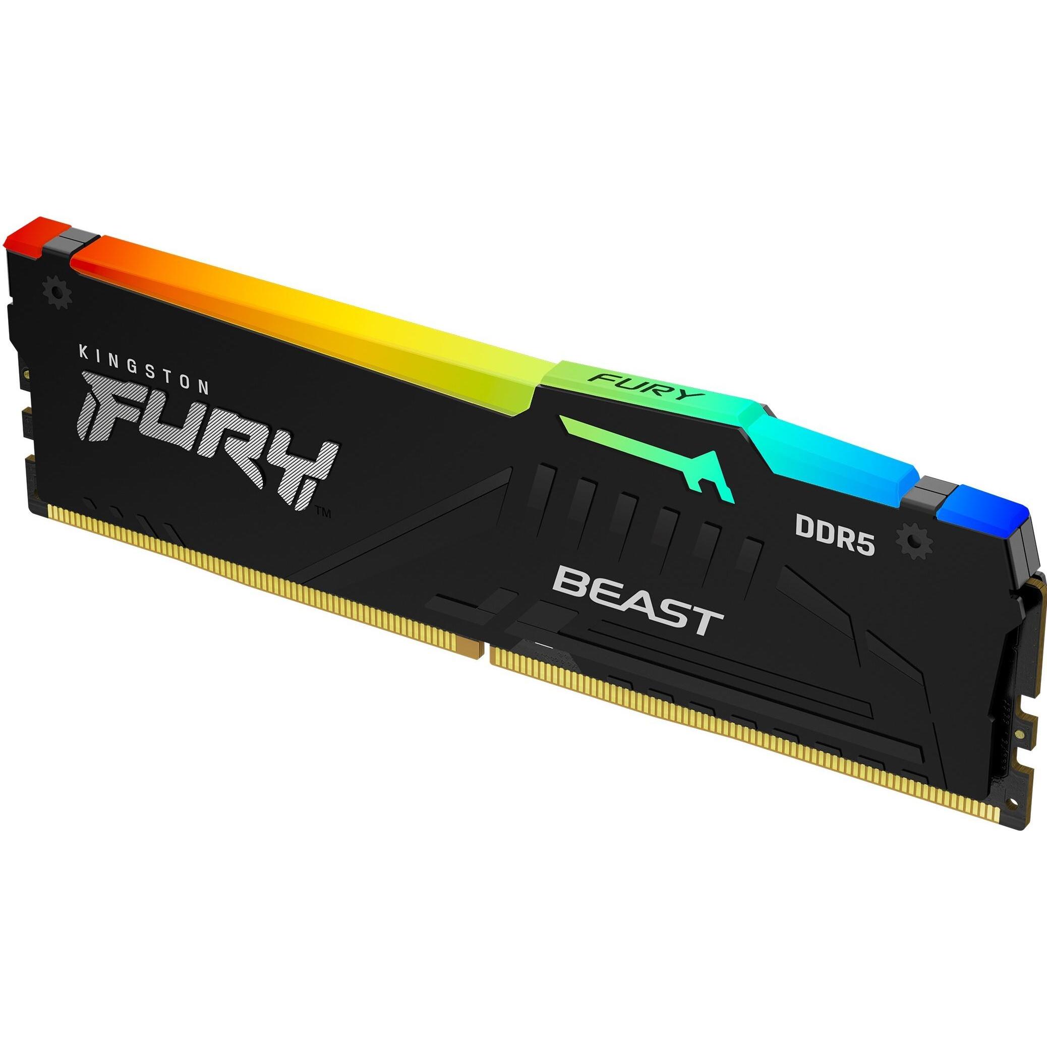 Kingston FURY Beast RGB (1 x 32GB, 6000 MHz, RAM DDR5, DIMM), Memoria RAM, Nero