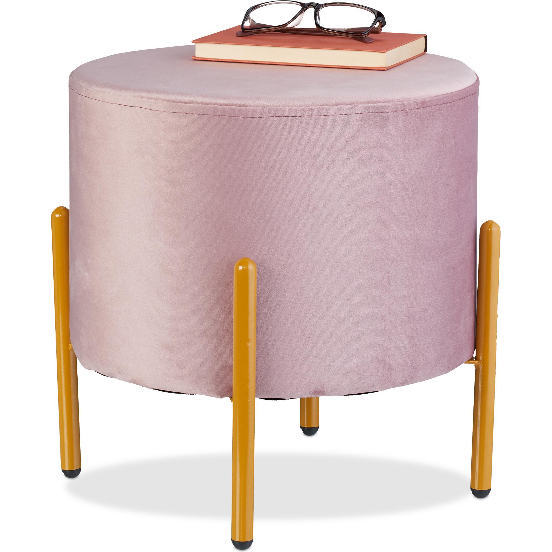 Relaxdays, Hocker + Pouf, Samt-Hocker