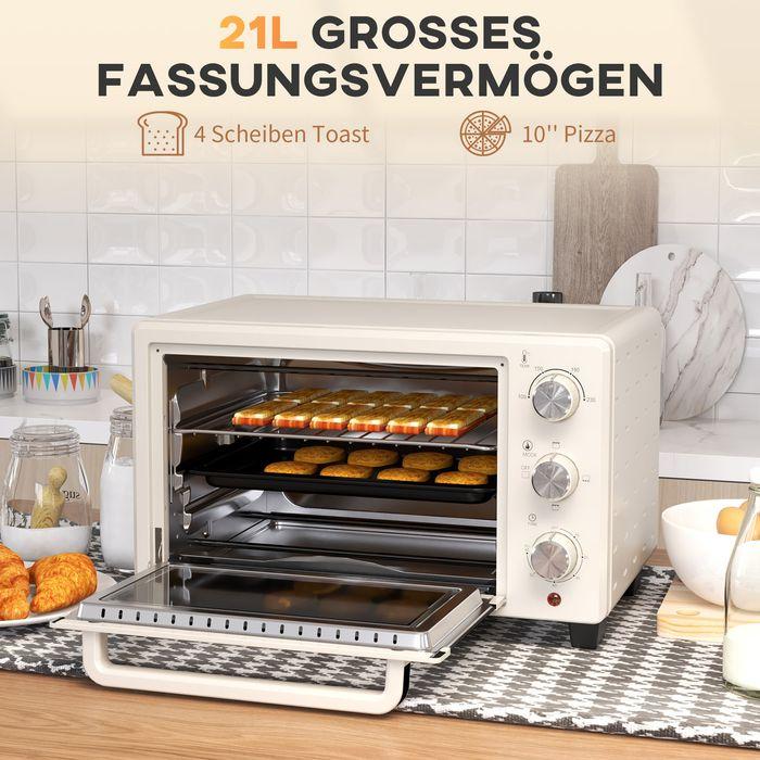 Actual product image Swisshandel24 Mini oven, 3 modes, up to 230° C, 1400W, with accessories, 46x38.5x29cm, cream