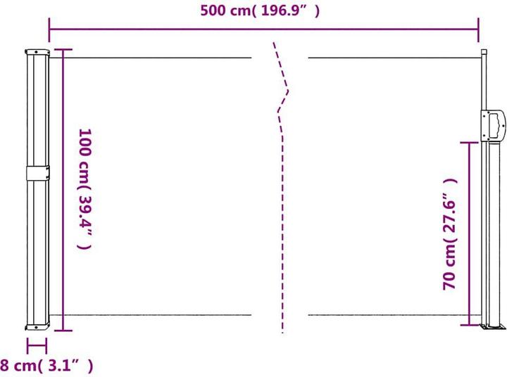 Actual product image vidaXL Extendable side awning (1 m)