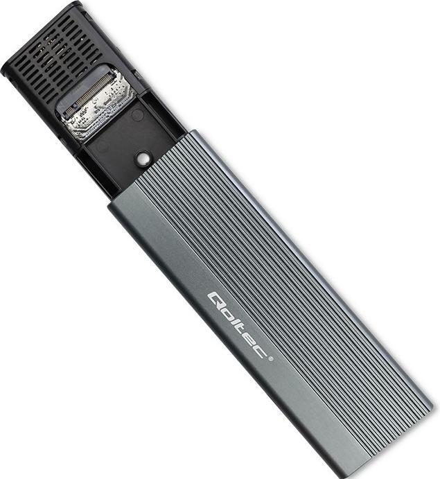 Actual product image Qoltec 52267 Enclosure | SSD M.2 drive | SATA | NGFF| USB-C | super speed | 2 TB | grey (M.2)