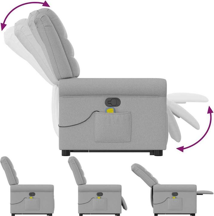 Immagine prodotto vidaXL Poltrona massaggiante con ausilio per la risalita in piedi in tessuto grigio Cloud