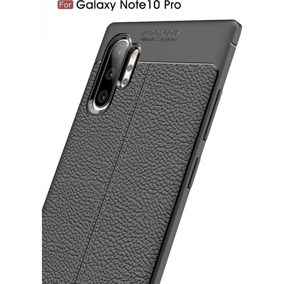 Thumbnail - Screenguard Samsung Galaxy Note10+ Hülle Leather Design TPU Cover (Samsung Galaxy Note 10+), Smartphone Hülle, Schwarz