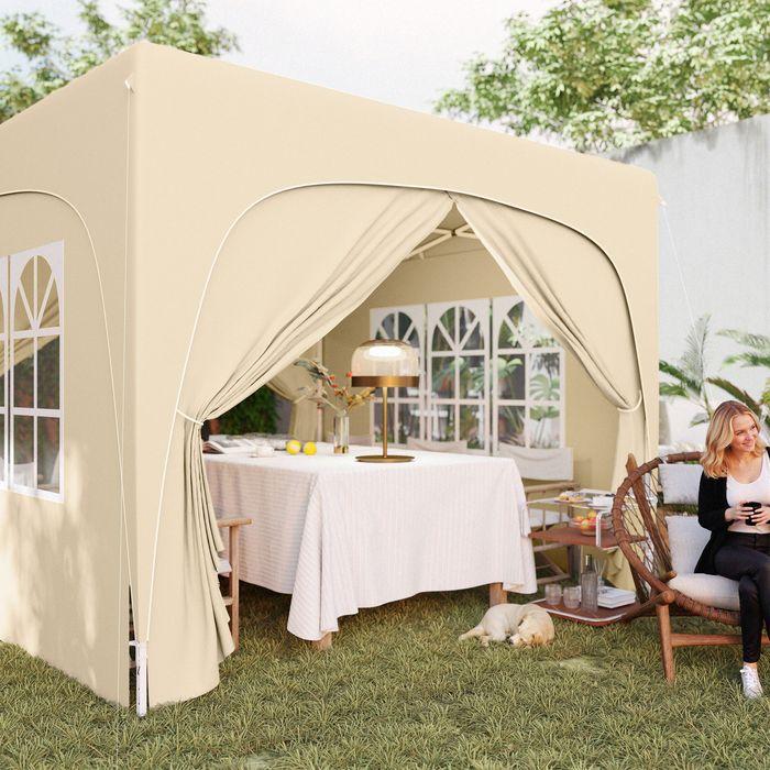 Actual product image Swisshandel24 Faltpavillon 3x3m, wasserabweisend, 4 Seitenteile, Sand (300 cm, 300 cm)