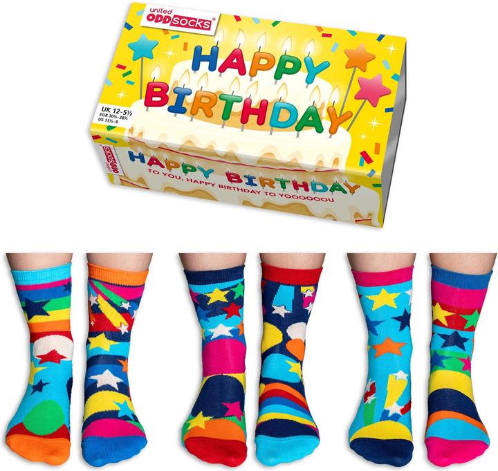 Actual product image United Oddsocks Happy Birthday (pack of 3, 30 - 38)