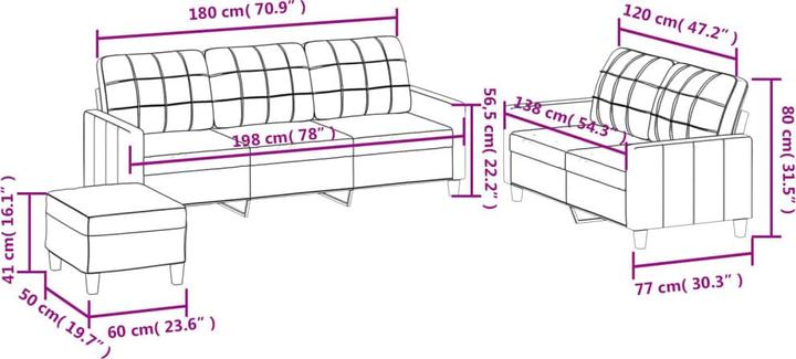 Produktbild vidaXL Romana (2-Sitzer, 3-Sitzer)