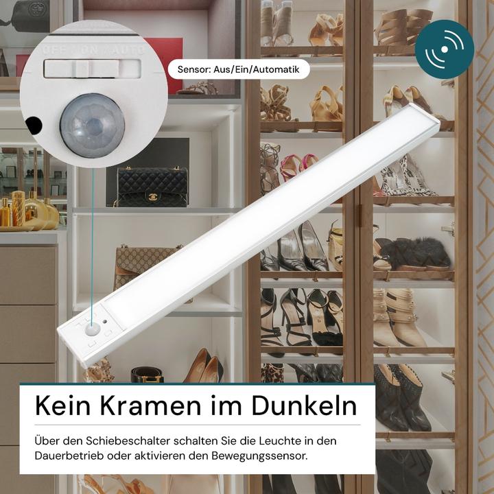 Produktbild Luxula LED-Schrankleuchte mit Bewegungsmelder, 3,3W, 1250lm, CCT, IP20, silber, 40cm (120 lm)