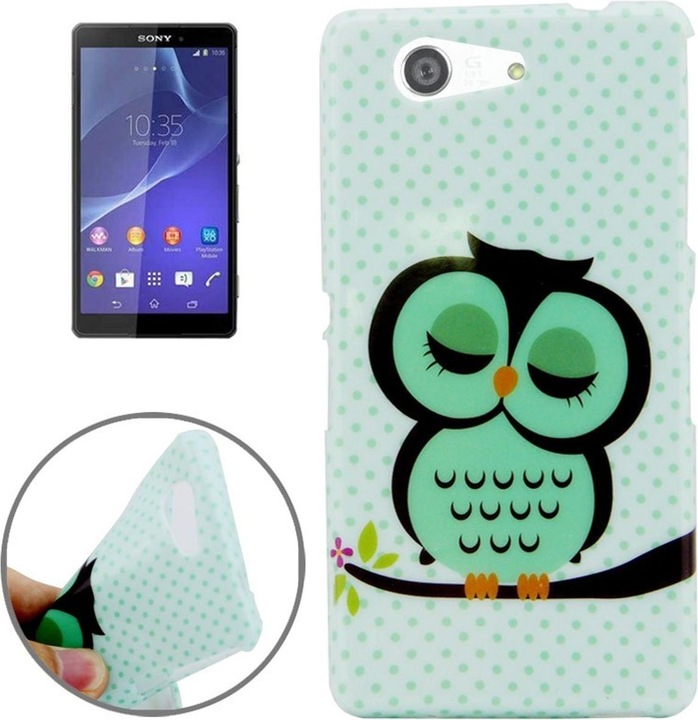 Produktbild König Design Schutzhülle Handytasche Etuis TPU für Handy Sony Xperia Z3 Compact Dicke Eule auf Ast (Sony Xperia Z3 Compact)