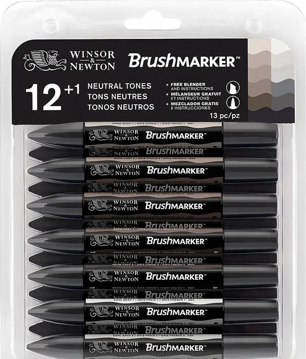Actual product image Winsor & Newton Brush marker 12+1 neutral shades (13x)