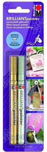 Actual product image Marabu BRILLIANT painter lacquer pencil (Silver, Gold, 2 mm, 2 x)