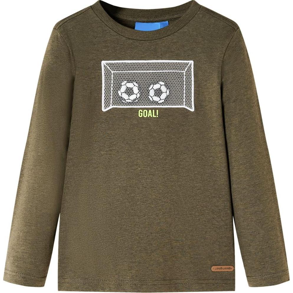 VidaXL, Jungen, Shirt, Kinder-Langarmshirt Khaki Melange 128,Material: 80, Grün, (128)