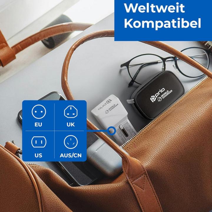 Produktbild prio Fast Charge World Reiseladegerät 25W PD PPS (USB C) + QC 3.0 (USB A) weiss (25 W)