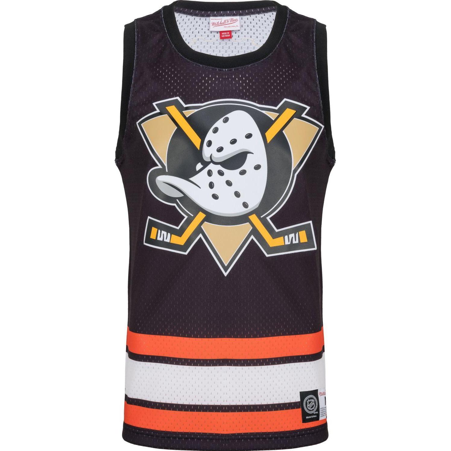 Mitchell & Ness, Herren, Sportshirt, Jersey Tank Top - NHL Anaheim Ducks - L (L), Schwarz, L