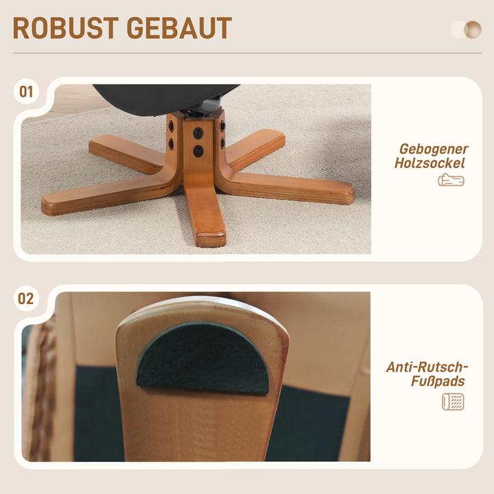 Actual product image Homcom Relaxsessel mit Hocker Kunstleder, Holz Schwarz