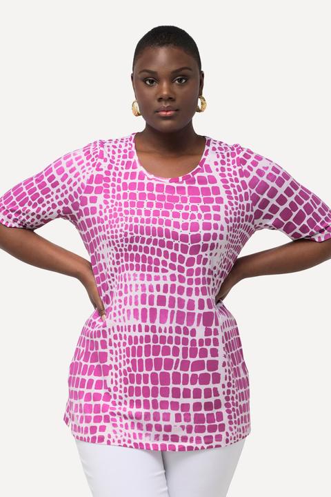 Actual product image Ulla Popken Snakeskin Print Short Sleeve Pima Cotton Tee (42, 44)