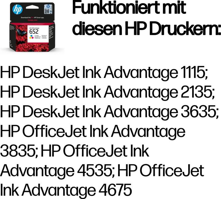Actual product image HP 652 (M, C, Y)