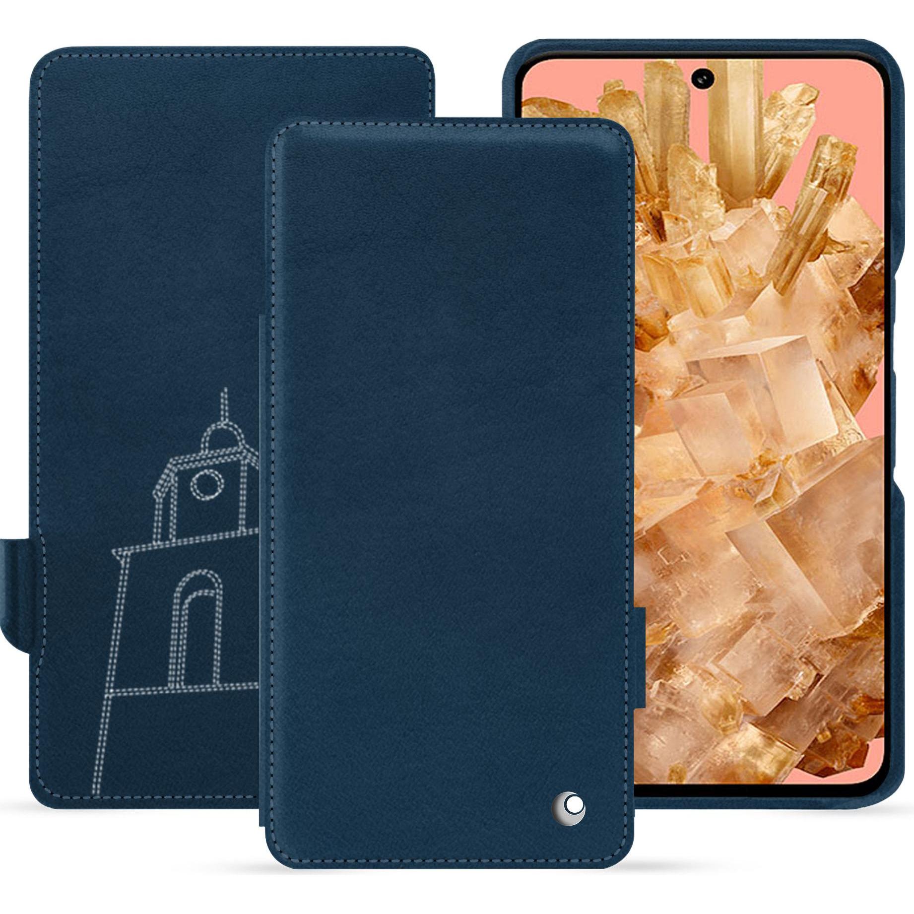 Noreve Lederschutzhülle horizontal (Google Pixel 8), Smartphone Hülle, Blau