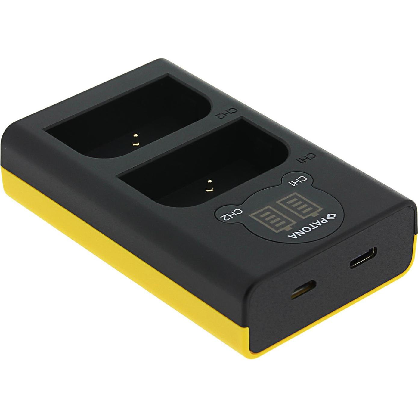 Patona Dual LCD USB Ladegerät f. Olympus OM-1 BLX-1 (Caricabatterie per fotocamere), Alimentatore fotocamera, Nero