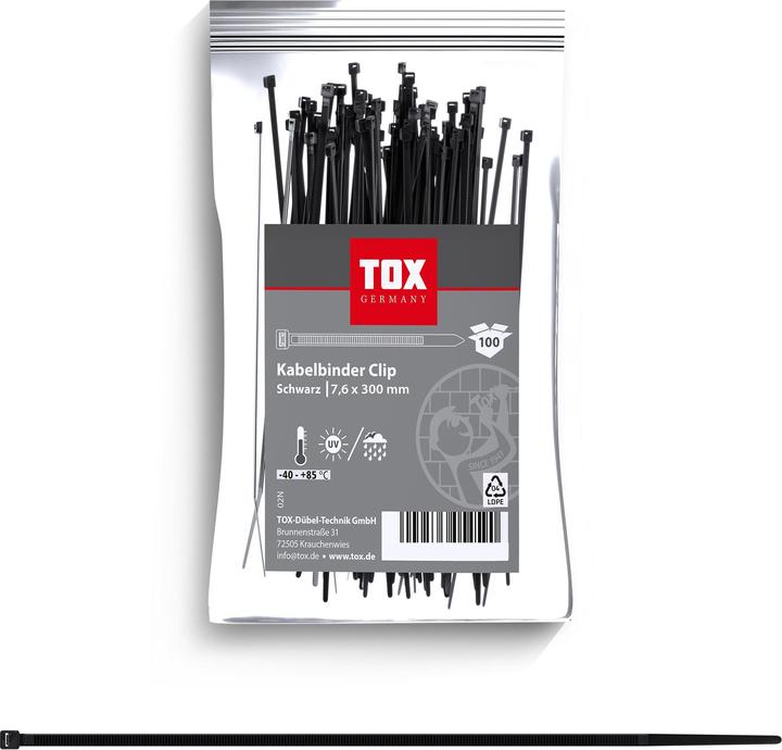 Actual product image Tox Cable tie clip 7.6x300 (100 pcs.) (Plastic cable ties, 300 mm, 100 pcs.)
