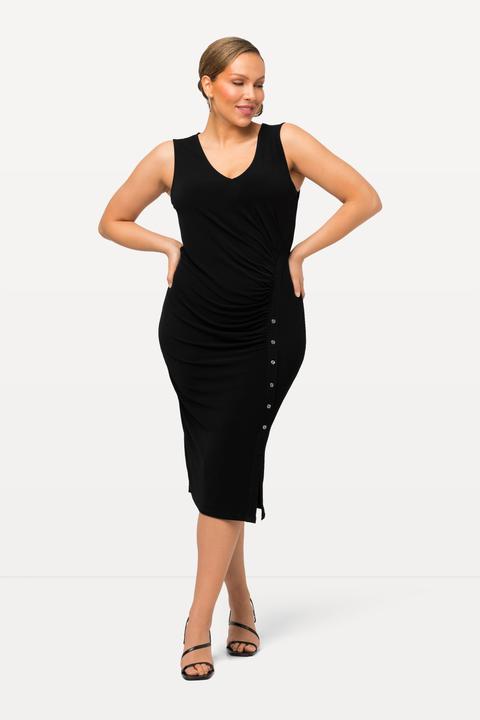 Produktbild Ulla Popken Jersey-Midikleid, Raffung, V-Ausschnitt (54)