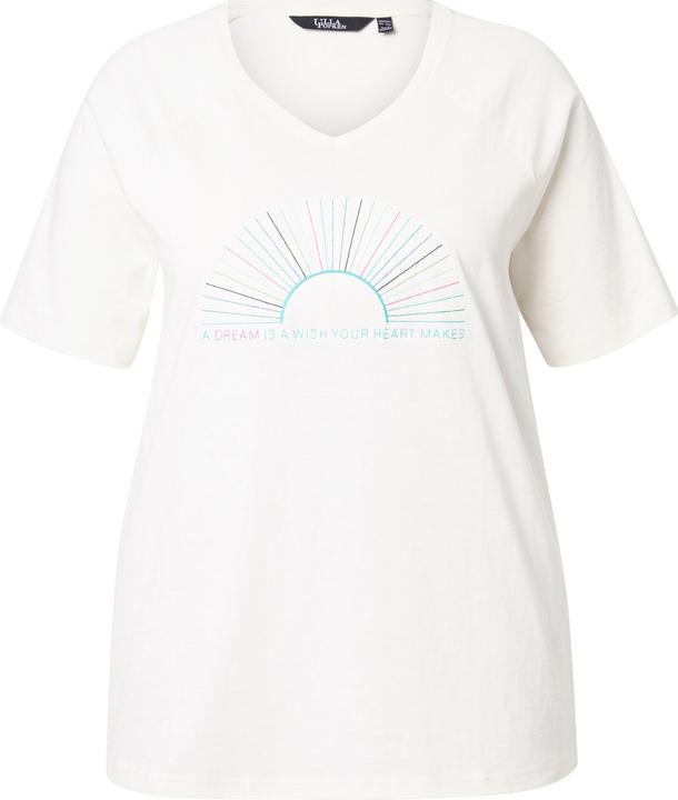 Image du produit Ulla Popken T-shirt avec broderie, décolleté en V et manches courtes chauve-souris, coupe Classic Fit (50, 52)