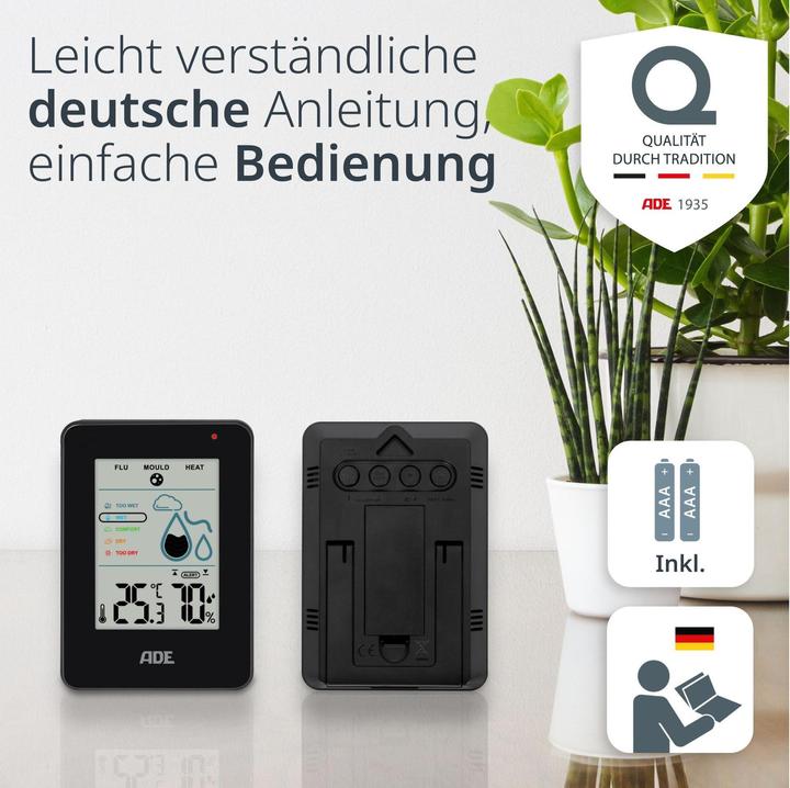 Produktbild ADE Thermo-/Hygrometer digital Schwarz, Funktionen