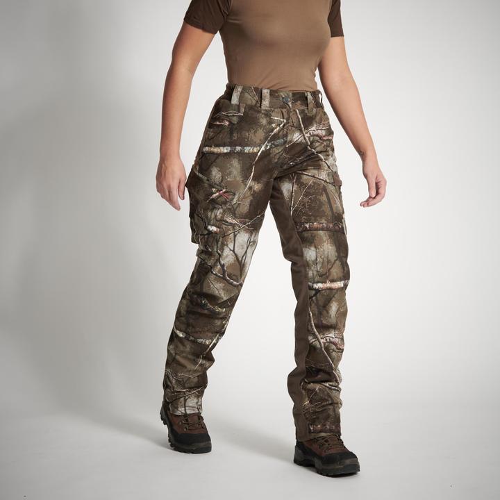 Image du produit Solognac Pantalon de pluie de chasse Treemetic 500 Femmes chaud imperméable silencieux Camouflage (36)