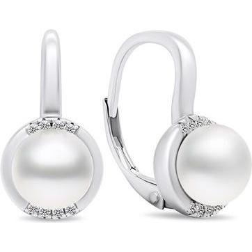 Brilio, Ohrringe, Silver - Elegant silver earrings with pearls and zircons EA384W