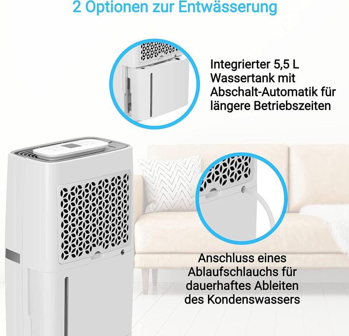 Produktbild KLAMER Luftentfeuchter 25L, 195m³ Luftumwälzung pro Stunde, 420W Entfeuchter, 5.5L Tank (35 m², 25 l/24h)