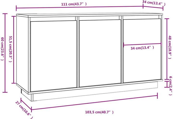 Produktbild vidaXL Sideboard (34 x 34 x 60 cm)