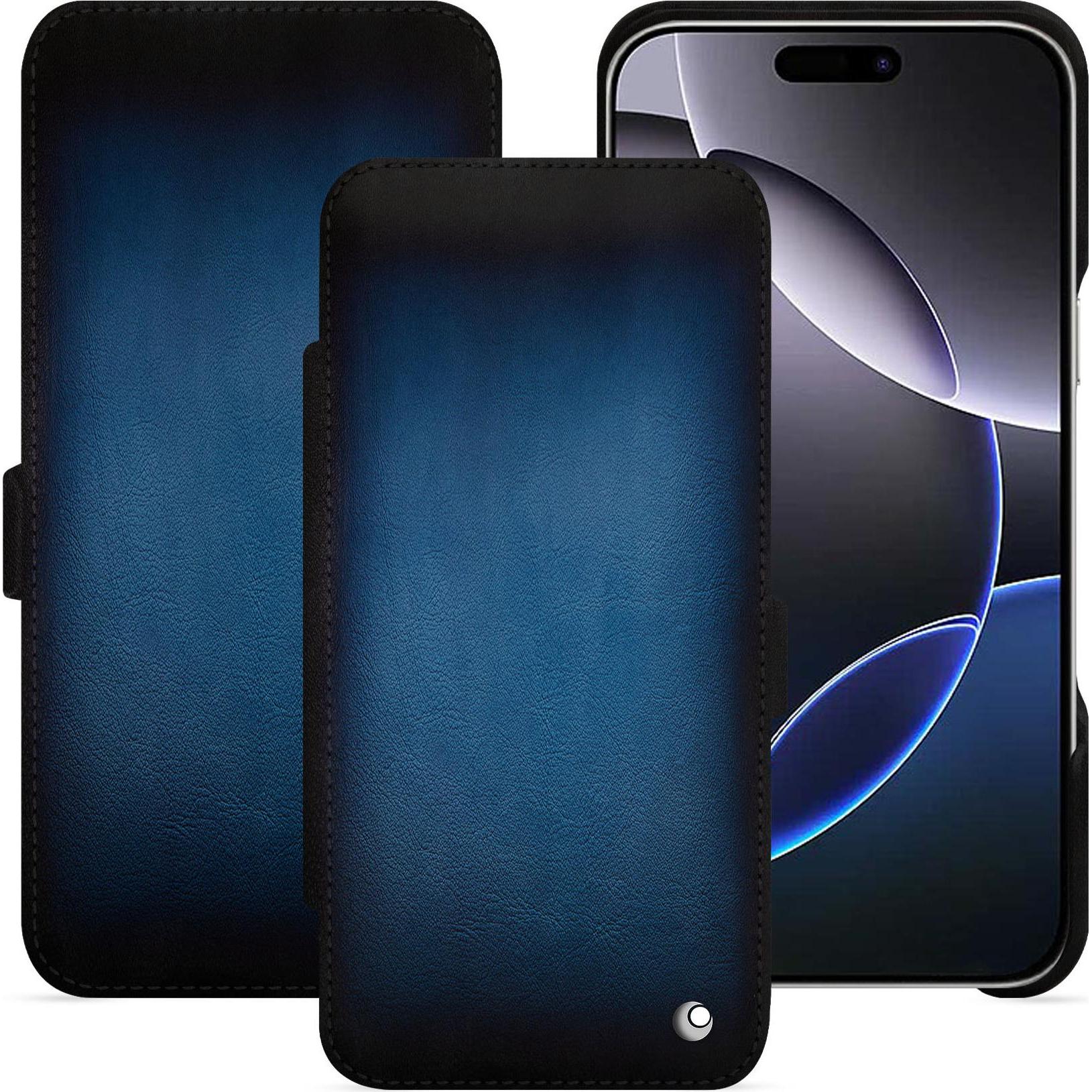 Thumbnail - Noreve Lederschutzhülle horizontal (Apple iPhone 16 Pro Max), Smartphone Hülle, Blau