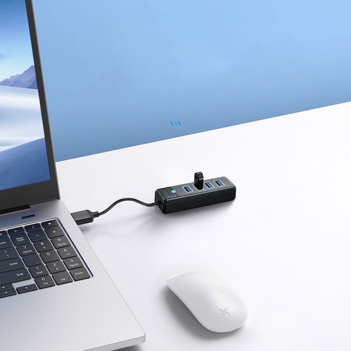 Produktbild Orico Converter Hub PW4U-U3 USB-A / 4x USB-A 3.0 - black (USB-A, 4 Ports)