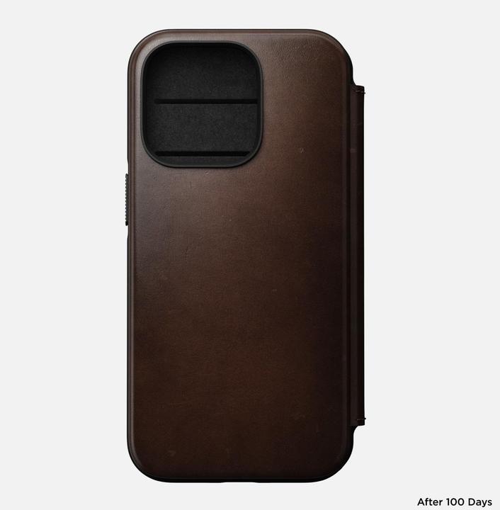 Actual product image Nomad Book Cover Modern Horween Leather Folio iPhone 14 Pro Brown (Apple iPhone 14 Pro)