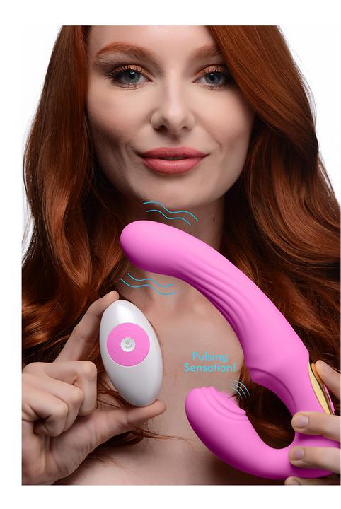 Produktbild XR Brands UPulse Vibrierender halterloser Strapon aus Silikon Rosa