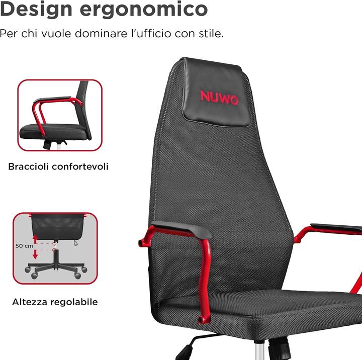 Image du produit Noua Drehbarer, höhenverstellbarer Gaming- und Bürostuhl mit atmungsaktiver Netzbespannung