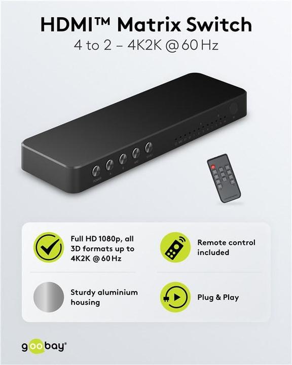 Actual product image Goobay HDMI Matrix Switch 4 to 2 4K @ 60 Hz