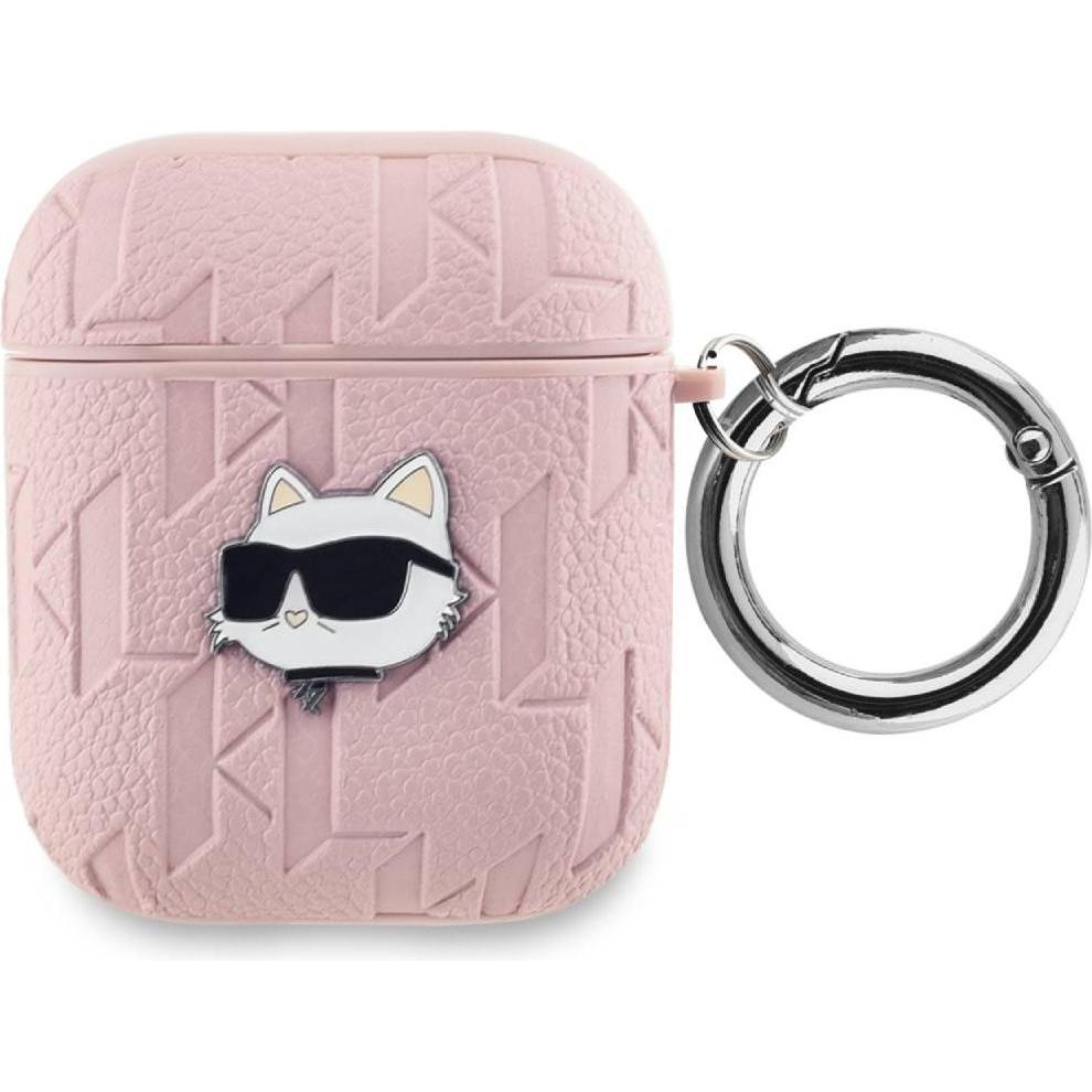 Karl Lagerfeld KLA2PGCHPP AirPods 1/2 cover różowy/pink Monogram Choupette Head (Kopfhörer Hülle), Kopfhörertasche + Sch...