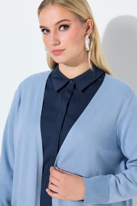 Produktbild Ulla Popken Long-Strickjacke, Pailletten, V-Ausschnitt, Langarm (58)