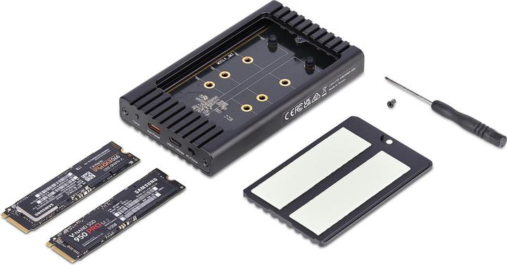 Produktbild StarTech .com 2M2DC-NVME-ENCLOSURE, SSD-Gehäuse, M.2, M.2, 10 Gbit/s, USB Anschluss, Schwarz (M.2)
