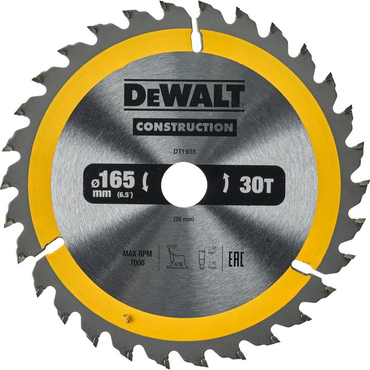 Productafbeelding DeWalt Hardmetalen cirkelzaagblad, Ø 165mm
