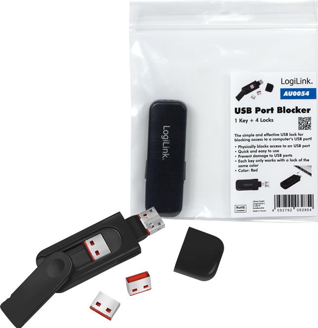 Produktbild LogiLink USB-A-Port Schloss (1x Schlüssel und 4x Schlösser)