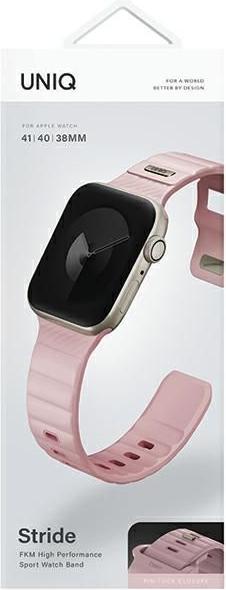Actual product image Uniq pasek Stride Apple Watch Series 1/2/3/4/5/6/7/8/9/SE/SE2 38/40/41mm FKM Rubber Strap różowy/pal