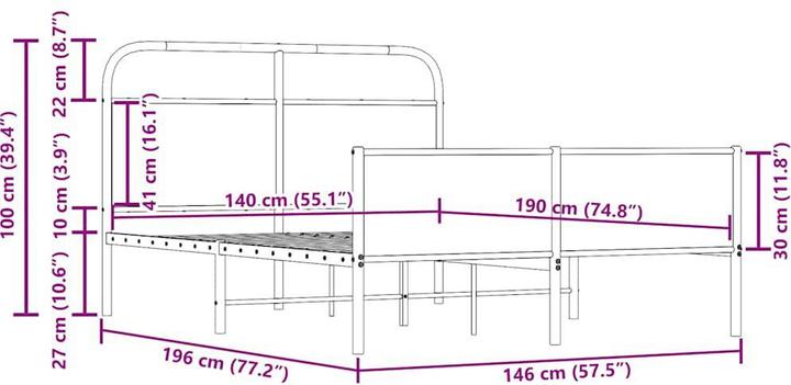 Image du produit vidaXL Bettgestell (140 x 190 cm)