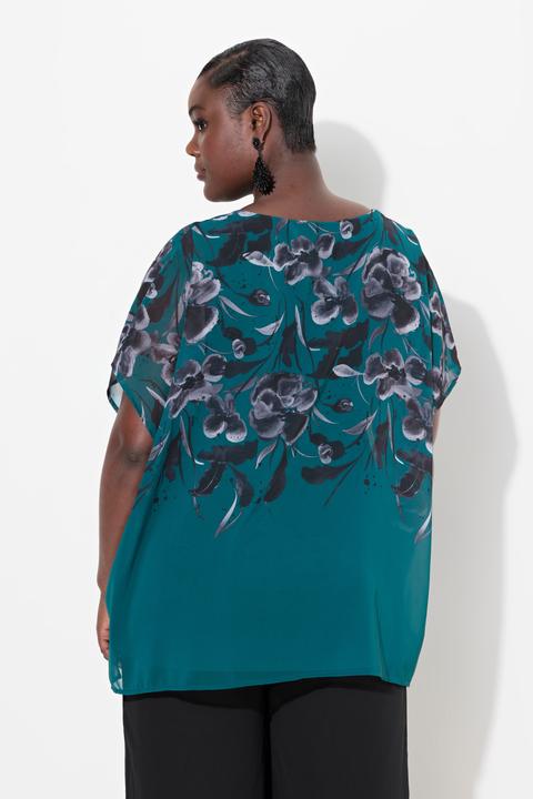 Actual product image Ulla Popken Layered Floral Chiffon Blouse (50, 52)