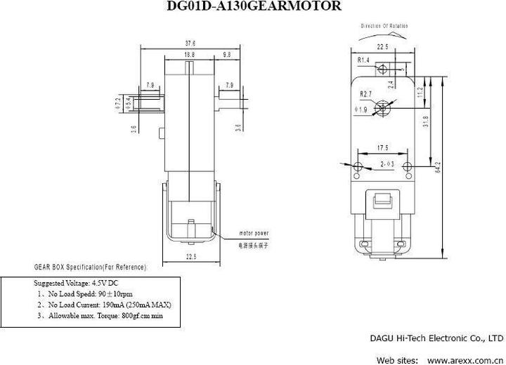 Actual product image DAGU Hi-Tech / Arexx Gearmotor (Various, Motor)