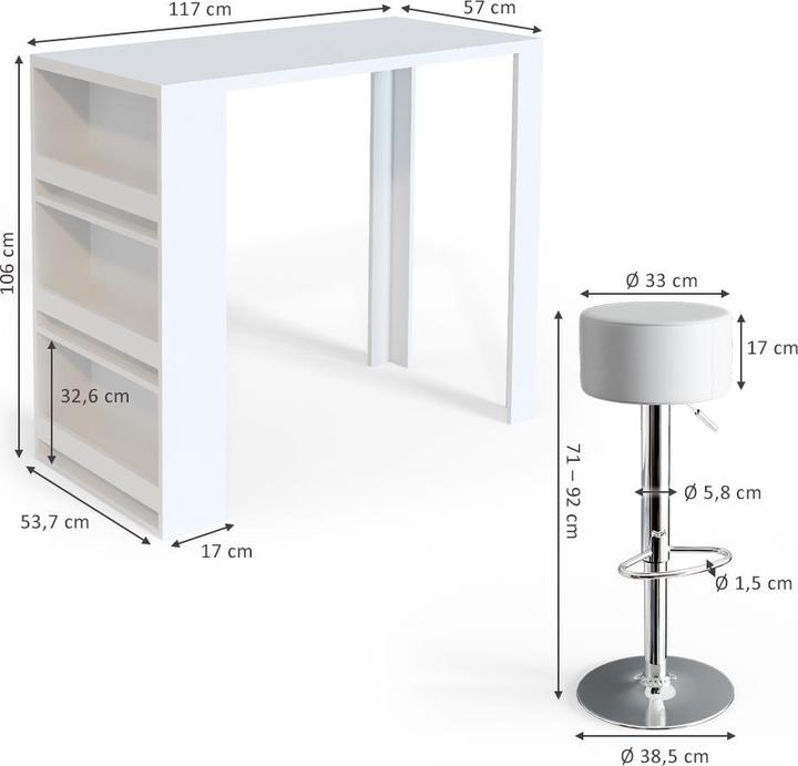 Produktbild Vicco Bartisch-Set (117 x 57 x 106 cm)