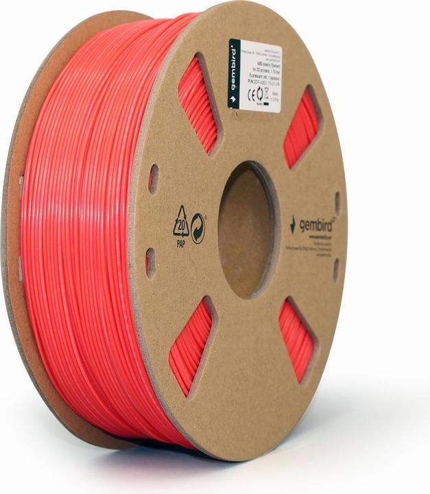 Immagine prodotto Gembird Cassetta del filamento bobina ABS fluorocentrica (ABS, 1.75 mm, 1000 g, Rosso)