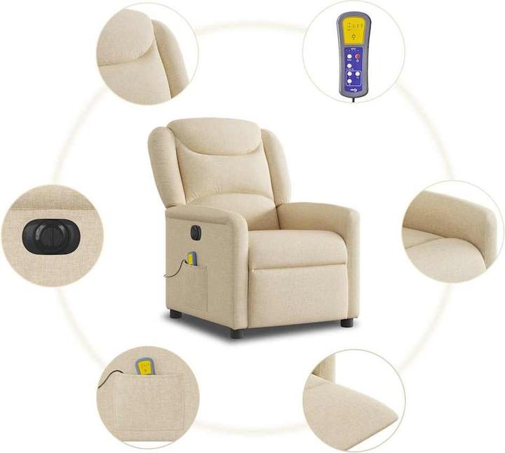 Immagine prodotto vidaXL Sedia da massaggio elettrica in tessuto crema