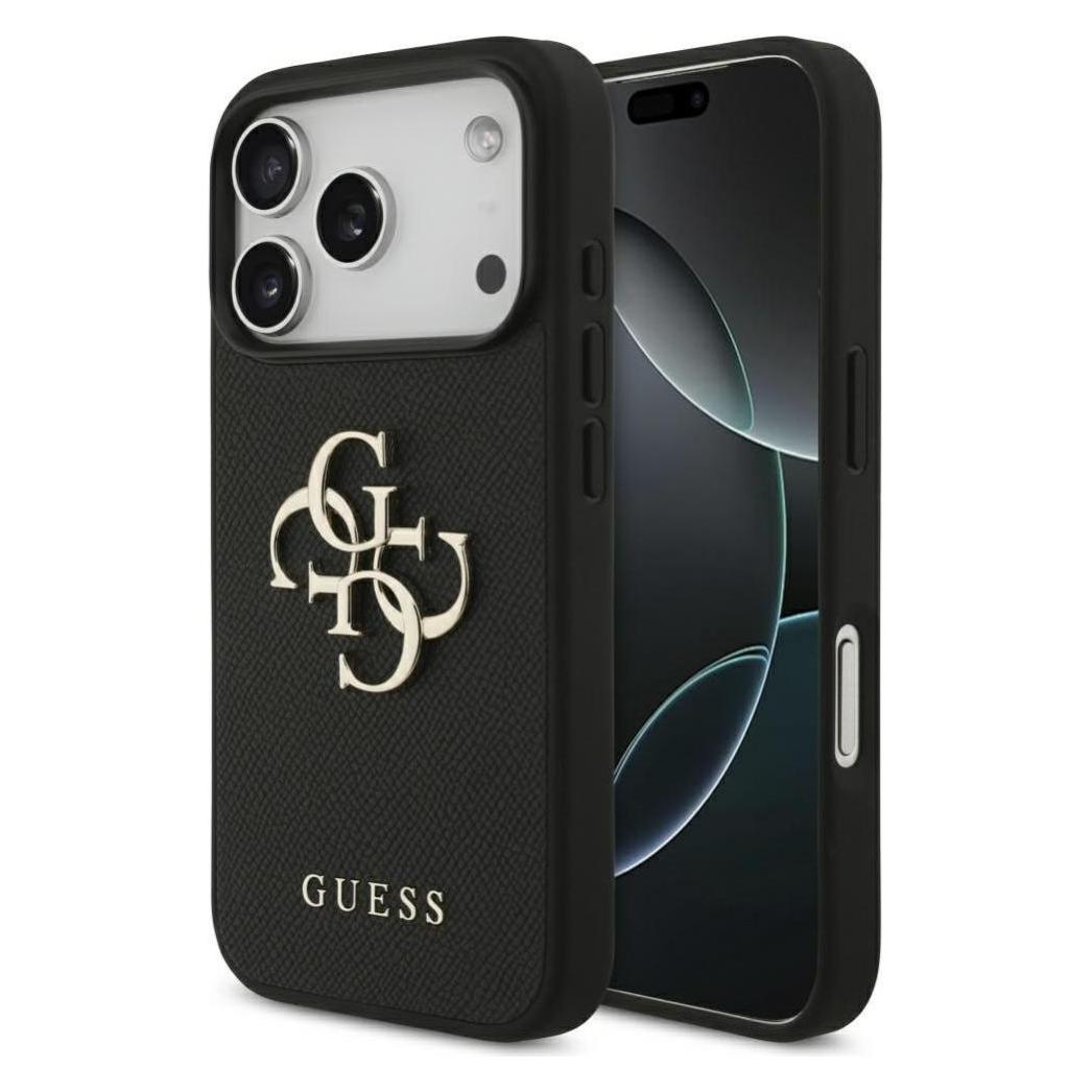 Guess - Hardcase 4G Grained Big And Classic Logo (GUHCP17LPGT4MBK) - IPhone 17 Pro - Black (Apple IPhone 17 Pro), Smartphone Hülle, Schwarz