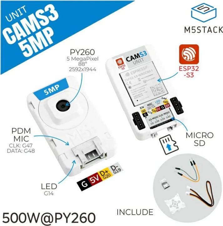 Produktbild M5Stack CamS3 Wifi Kamera Unit 5MP